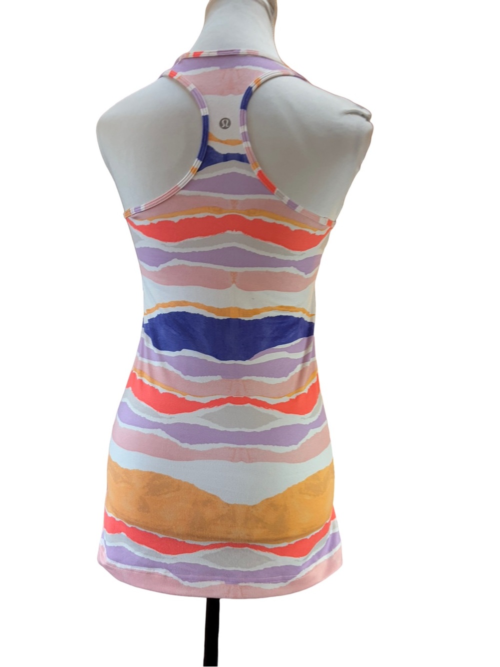 Lululemon Cool Racerback Tank Bleacher Stripe Iris Flower Sz 6 - Picture 8 of 9